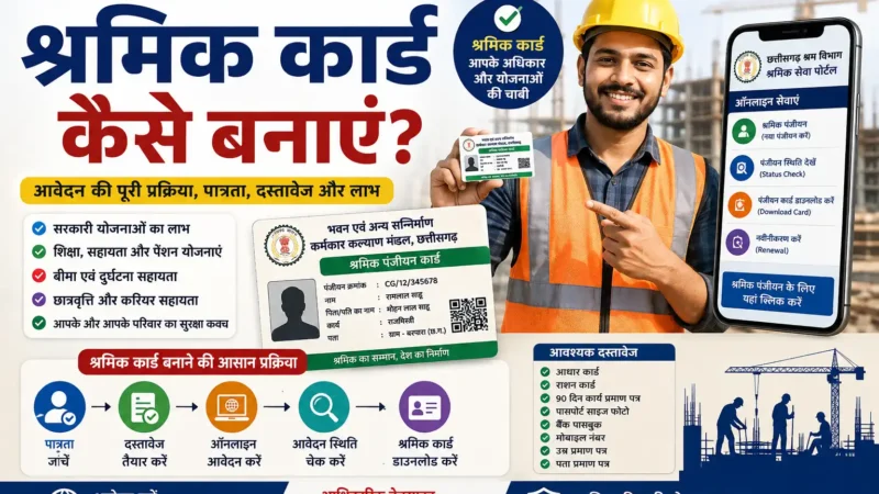 श्रमिक कार्ड कैसे बनाएं 2026: मोबाइल से ऑनलाइन आवेदन, दस्तावेज और पात्रता