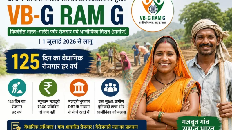 VB-G RAM G योजना 2026: 125 दिन रोजगार, मजदूरी, पात्रता व आवेदन