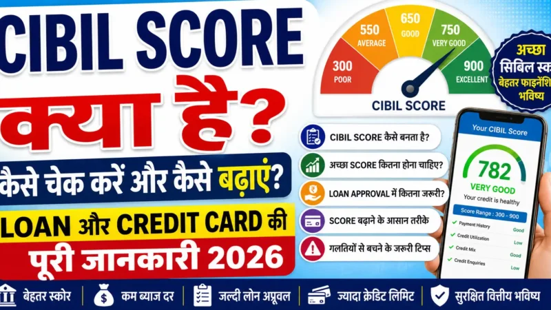 CIBIL Score क्या है और अच्छा CIBIL Score कितना होना चाहिए? जानें CIBIL Score कैसे चेक करें, कम होने के कारण, सुधारने के तरीके, Loan, Credit Card और सभी जरूरी FAQs।