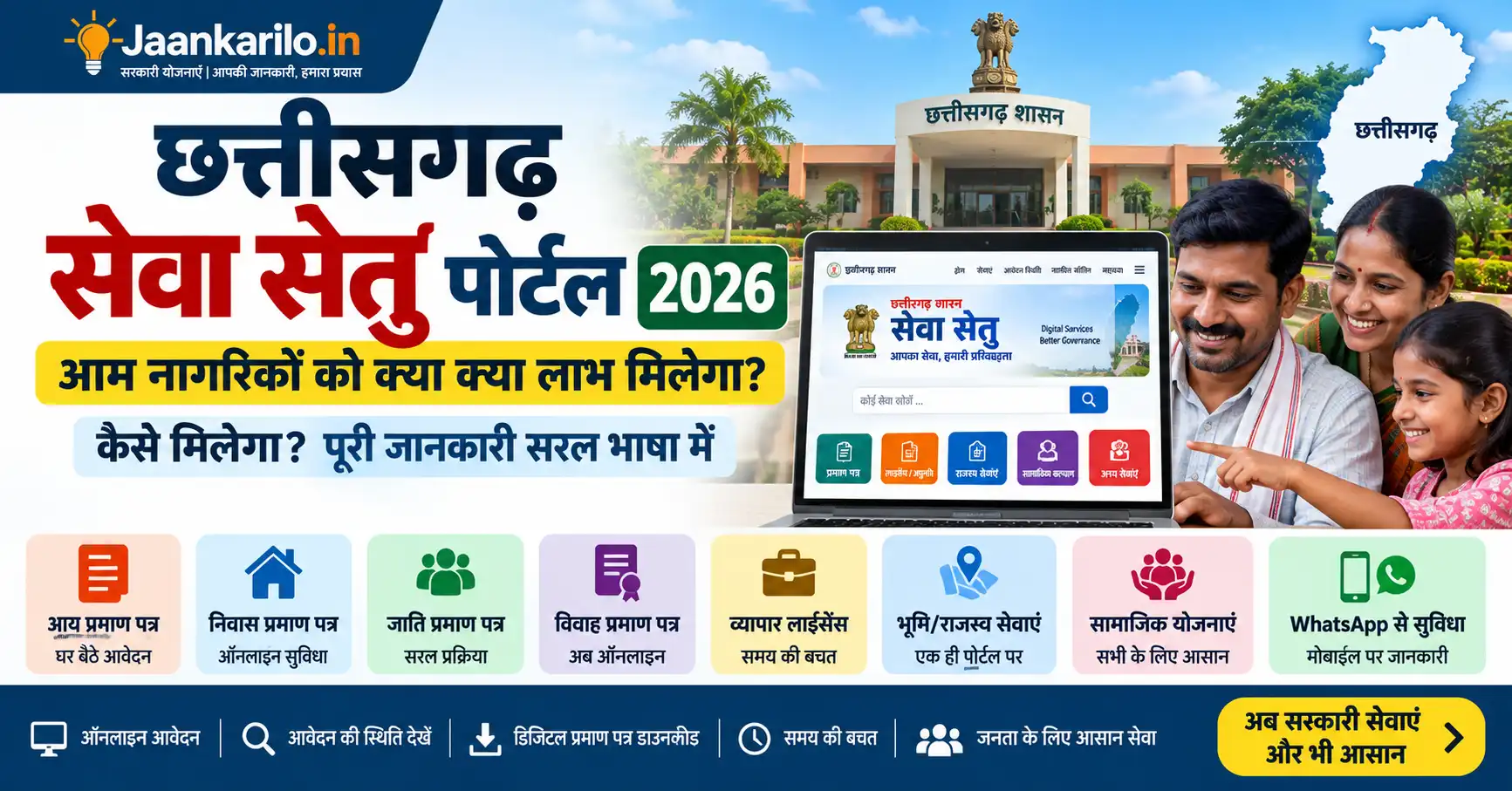 छत्तीसगढ़ सेवा सेतु पोर्टल 2026 ऑनलाइन सरकारी सेवाएं
