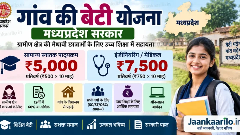 गांव की बेटी योजना 2026: ₹5,000 से ₹7,500 छात्रवृत्ति, पात्रता और आवेदन